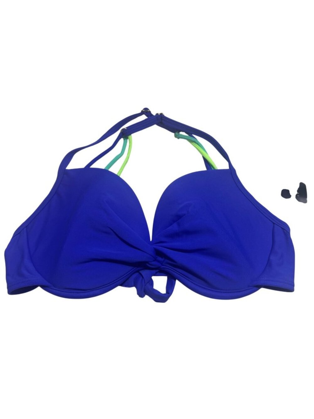 California Waves Womens Bikini Top Royal Blue D/DD Nylon Spandex Halter Tie New